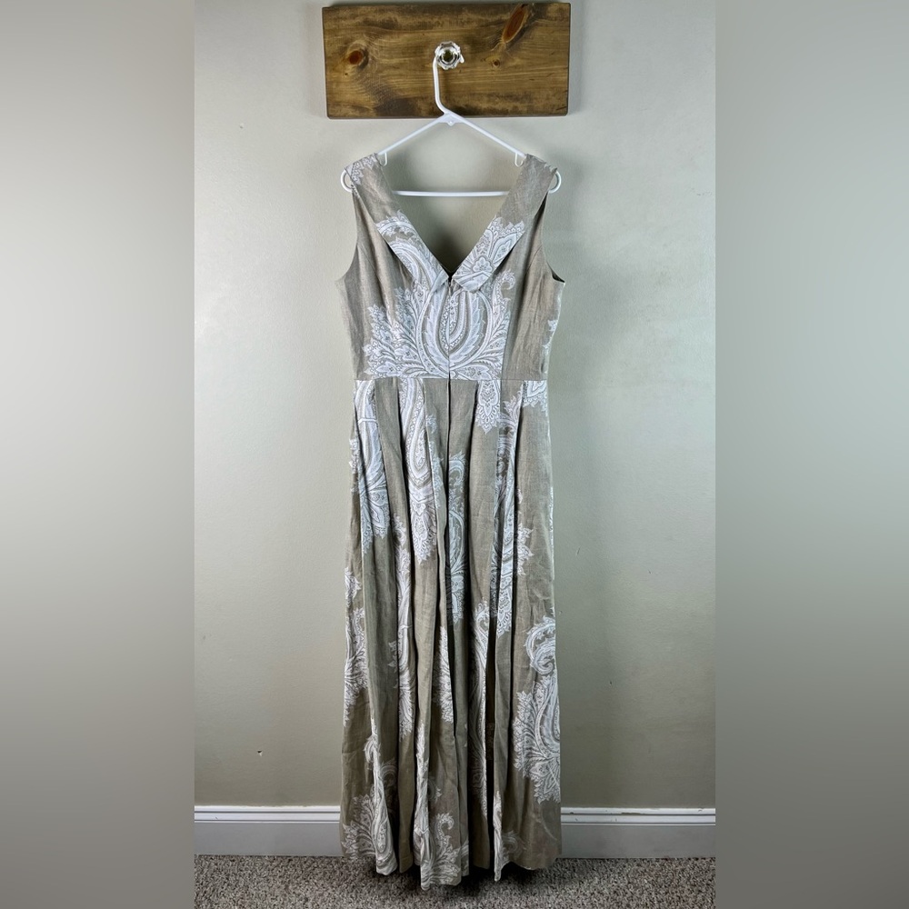 NWT ($698 retail) STUNNING Brooks Brothers Linen dress size 12 - tan and white - Picture 9 of 12
